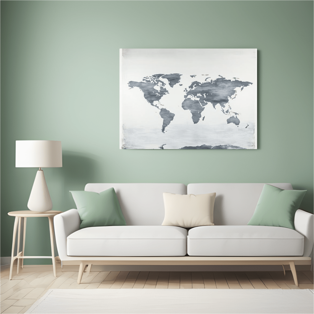 Minimalist World Map Art - Geography Wall Art - Aestheticanvas