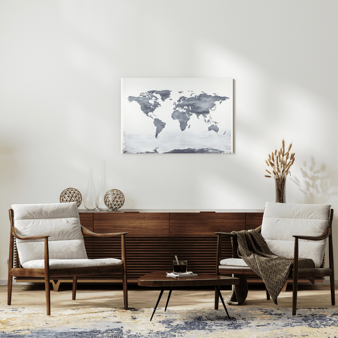 Minimalist World Map Art - Geography Wall Art - Aestheticanvas