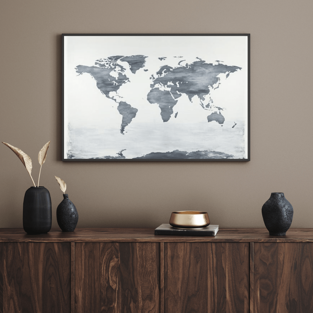 Minimalist World Map Art - Geography Wall Art - Aestheticanvas