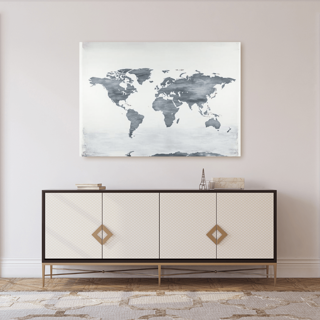 Minimalist World Map Art - Geography Wall Art - Aestheticanvas