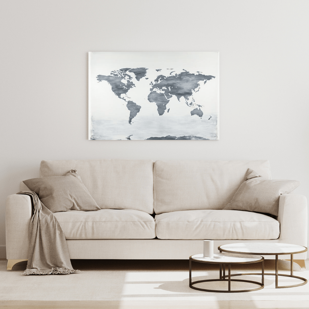 Minimalist World Map Art - Geography Wall Art - Aestheticanvas