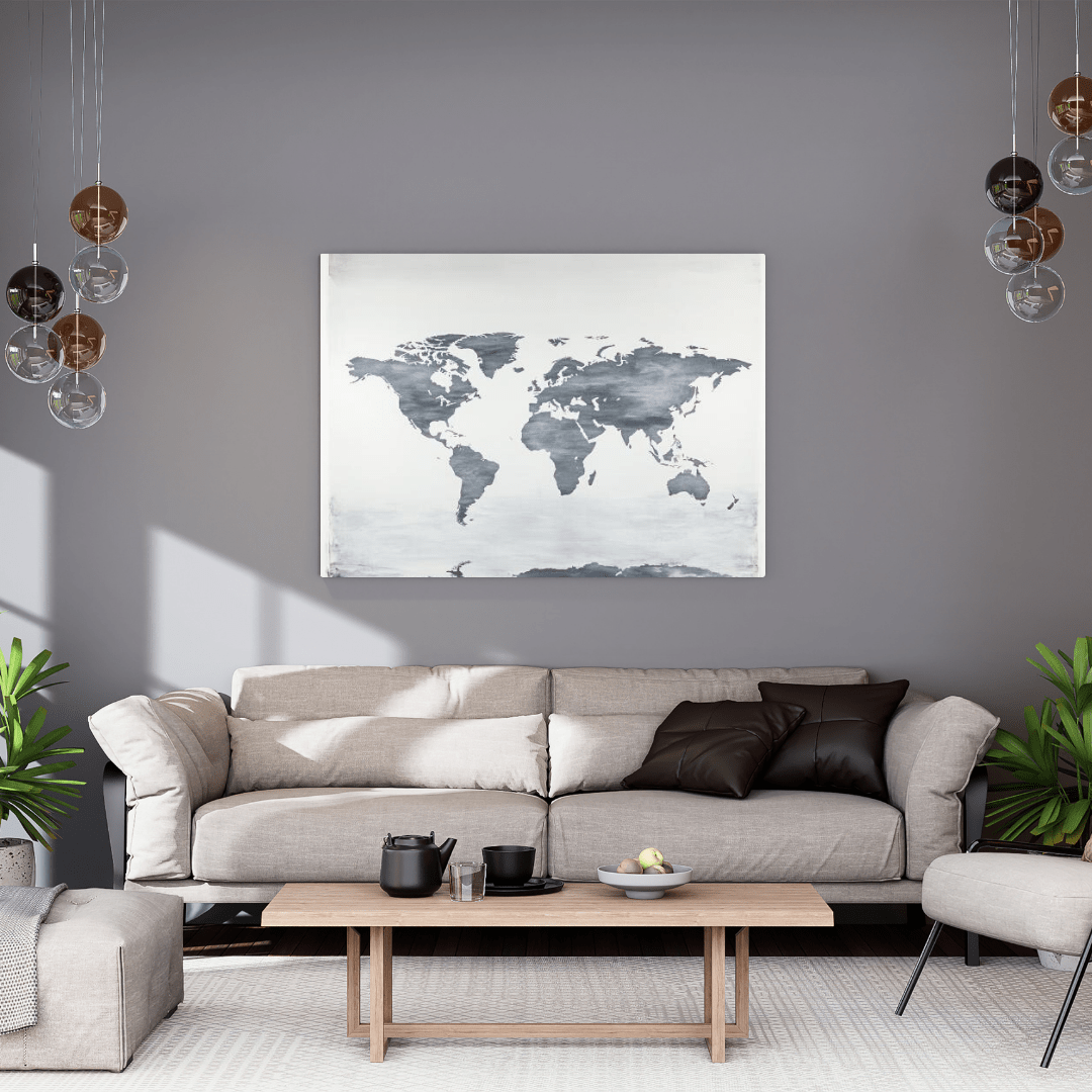 Minimalist World Map Art - Geography Wall Art - Aestheticanvas