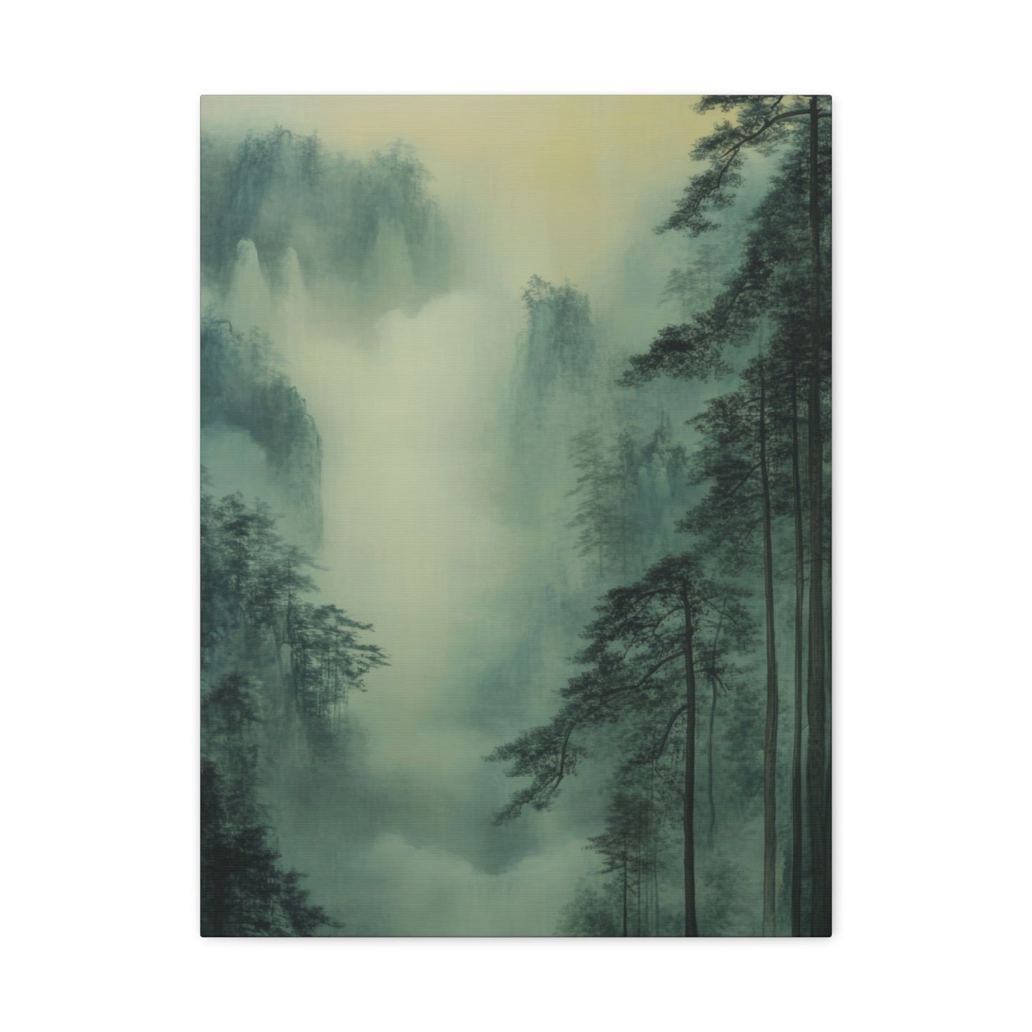 Misty Chinese Mountain Scenery - Landscape Wall Art - Aestheticanvas