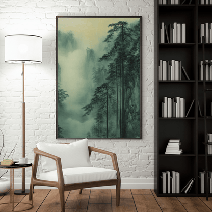 Misty Chinese Mountain Scenery - Landscape Wall Art - Aestheticanvas