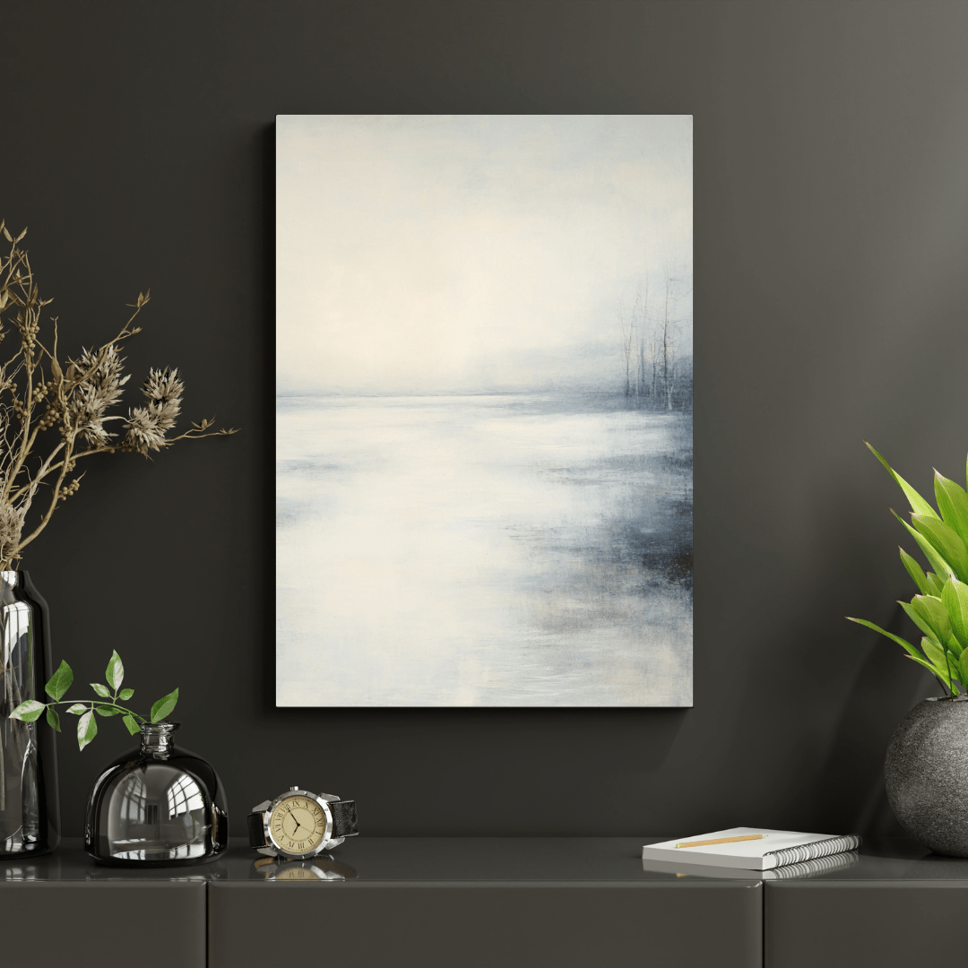 Misty Lake Tranquillity – Minimalist Wall Art - Aestheticanvas