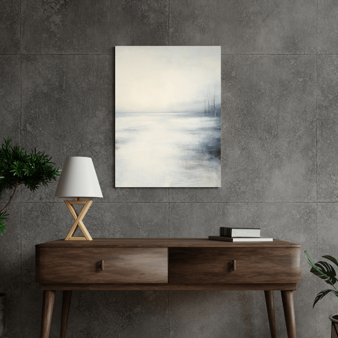 Misty Lake Tranquillity – Minimalist Wall Art - Aestheticanvas