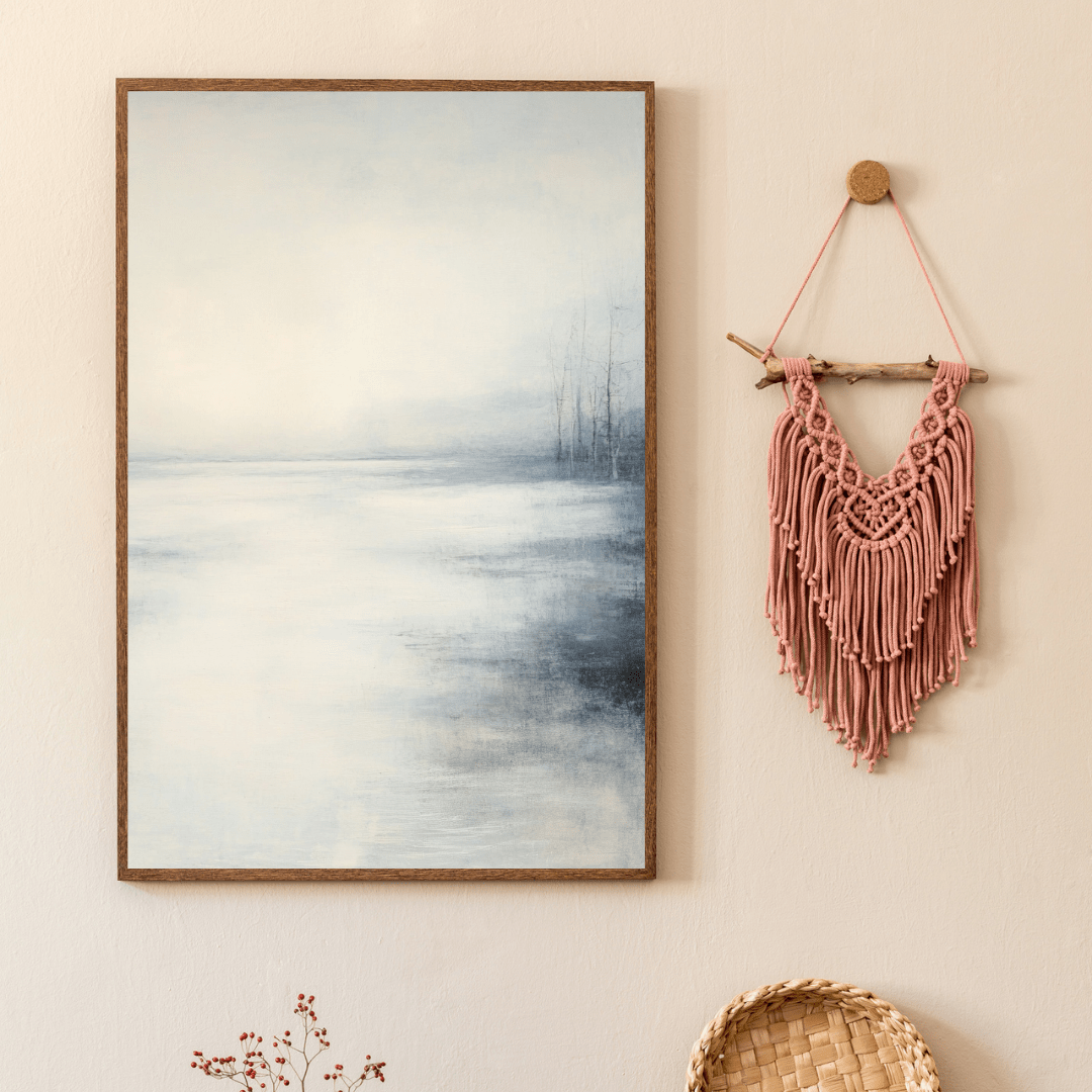 Misty Lake Tranquillity – Minimalist Wall Art - Aestheticanvas