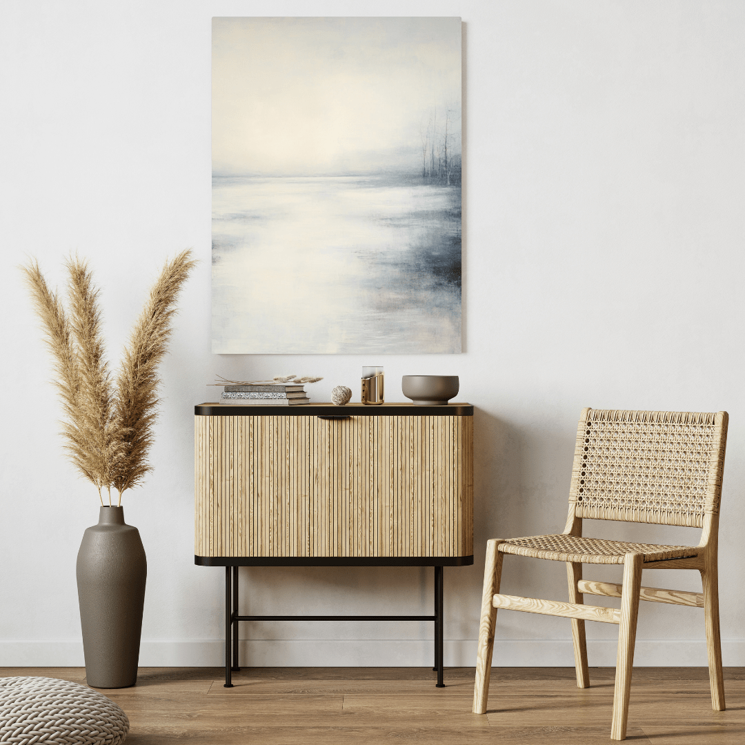 Misty Lake Tranquillity – Minimalist Wall Art - Aestheticanvas