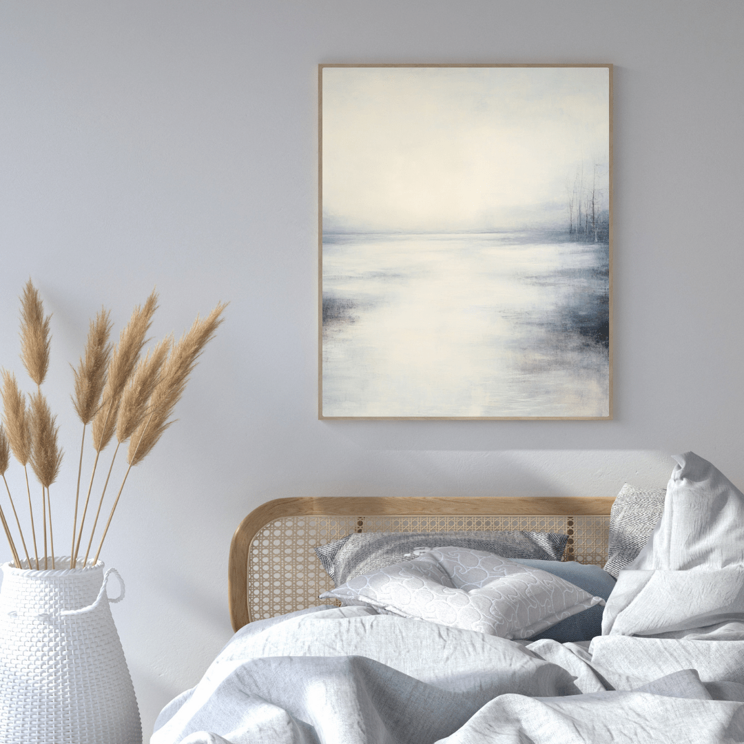 Misty Lake Tranquillity – Minimalist Wall Art - Aestheticanvas