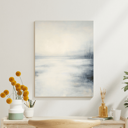 Misty Lake Tranquillity – Minimalist Wall Art - Aestheticanvas