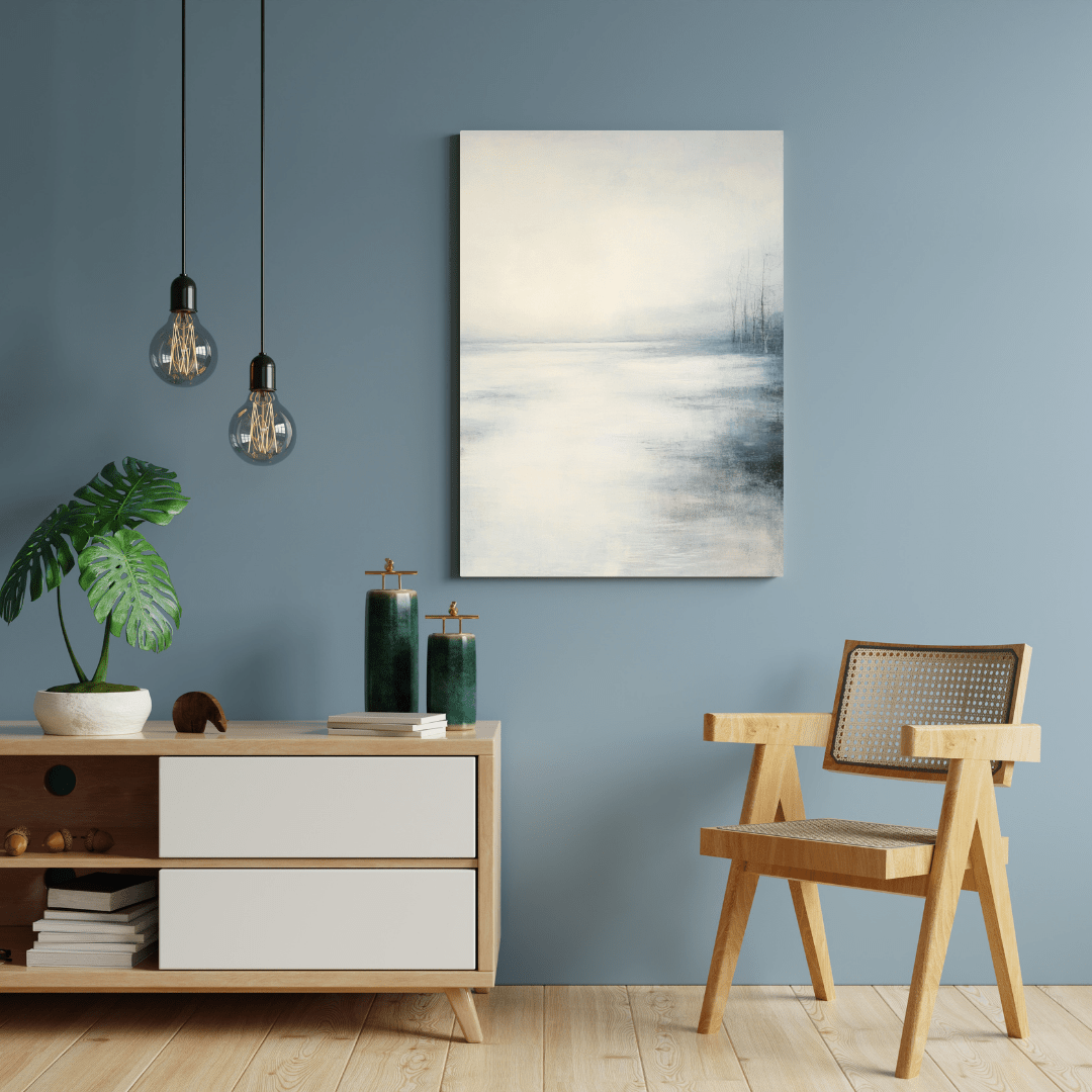 Misty Lake Tranquillity – Minimalist Wall Art - Aestheticanvas