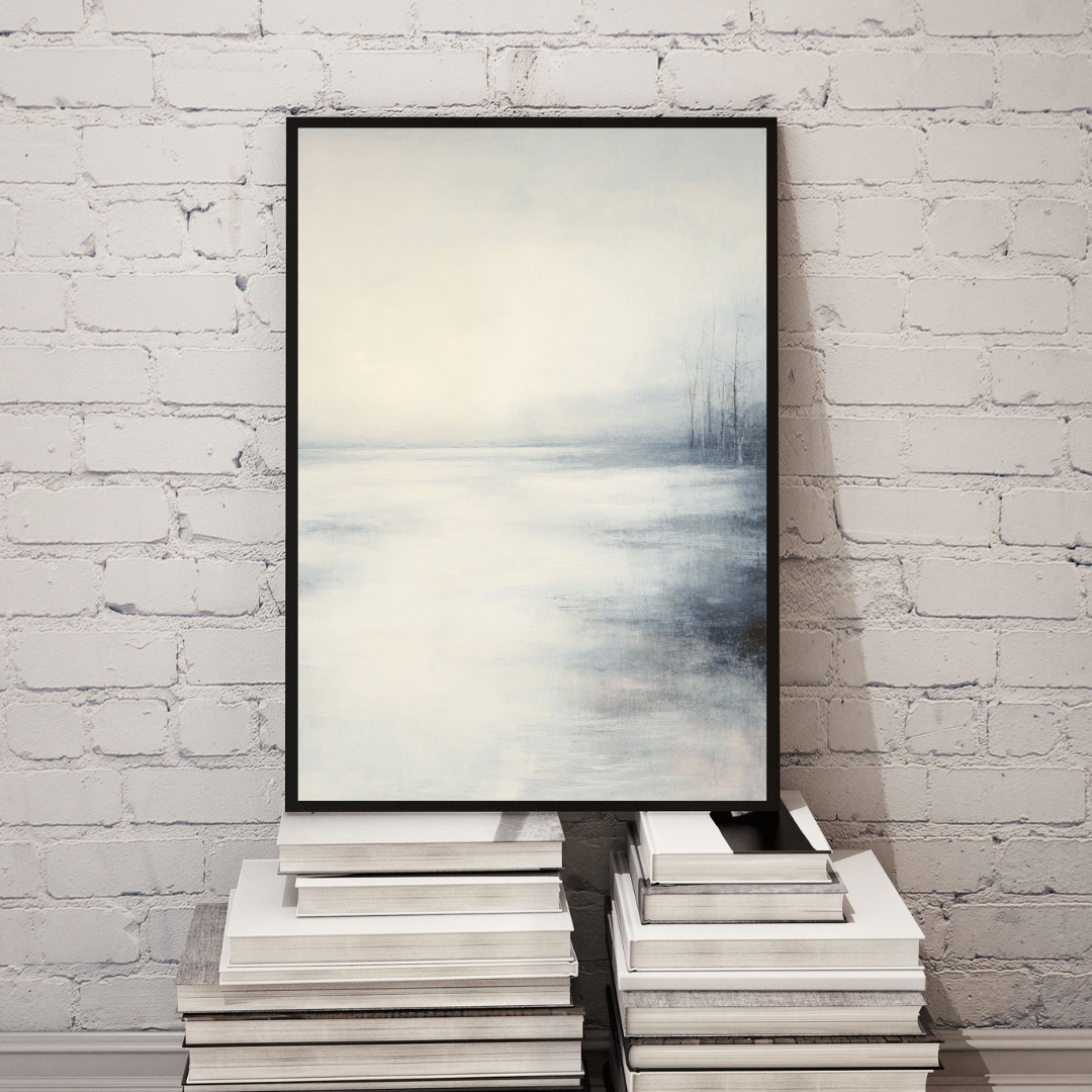 Misty Lake Tranquillity – Minimalist Wall Art - Aestheticanvas