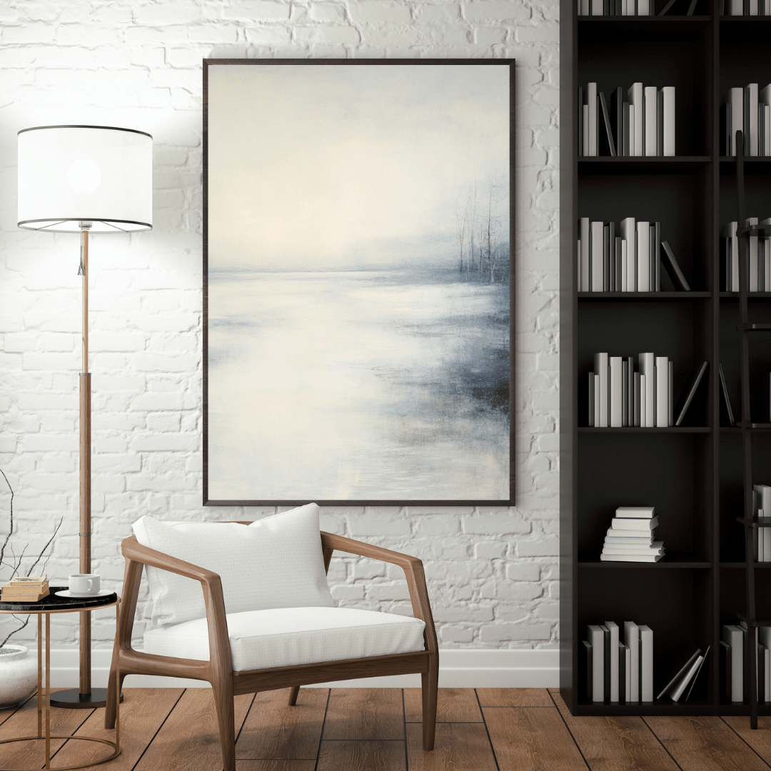 Misty Lake Tranquillity – Minimalist Wall Art - Aestheticanvas