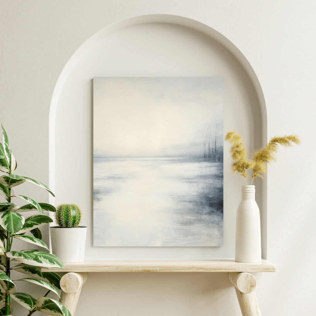 Misty Lake Tranquillity – Minimalist Wall Art - Aestheticanvas