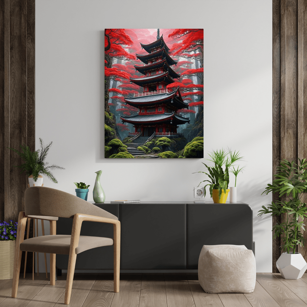 Momiji Japanese Temple - Wall Art - Aestheticanvas