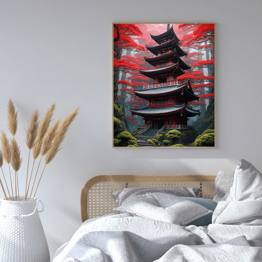 Momiji Japanese Temple - Wall Art - Aestheticanvas