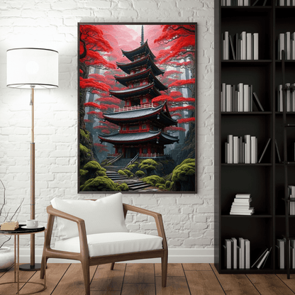 Momiji Japanese Temple - Wall Art - Aestheticanvas