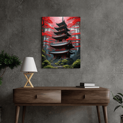 Momiji Japanese Temple - Wall Art - Aestheticanvas