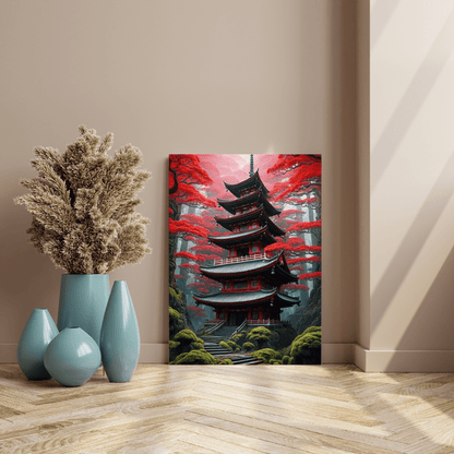 Momiji Japanese Temple - Wall Art - Aestheticanvas