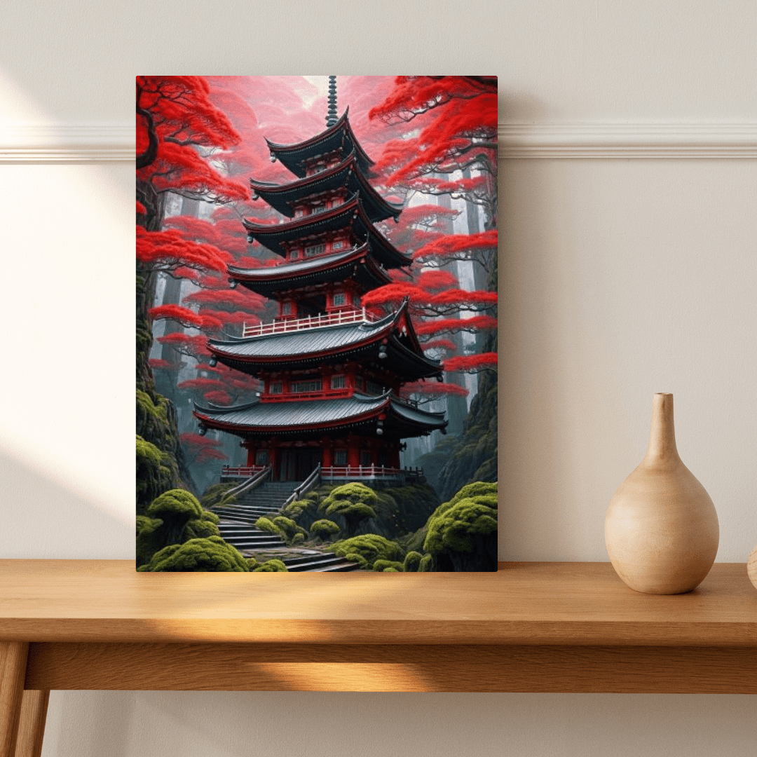 Momiji Japanese Temple - Wall Art - Aestheticanvas