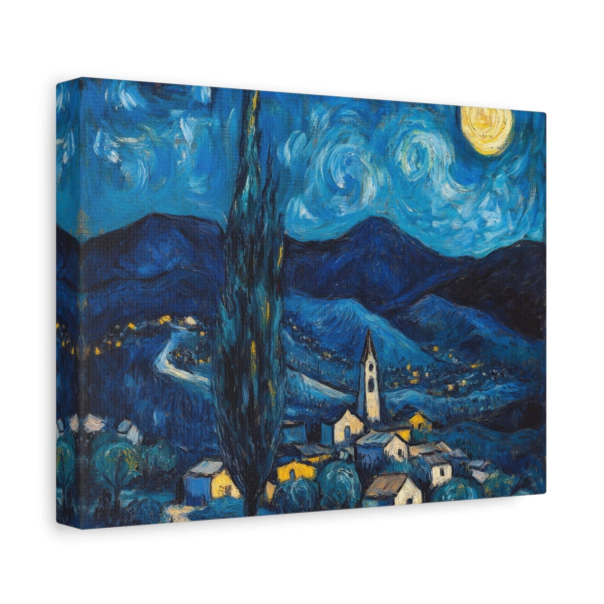 Moonlight on the Village - Landscape Wall Art - Aestheticanvas