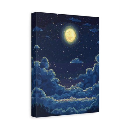 Moonlit Night Sky - Pixel Art Wall Art - Aestheticanvas