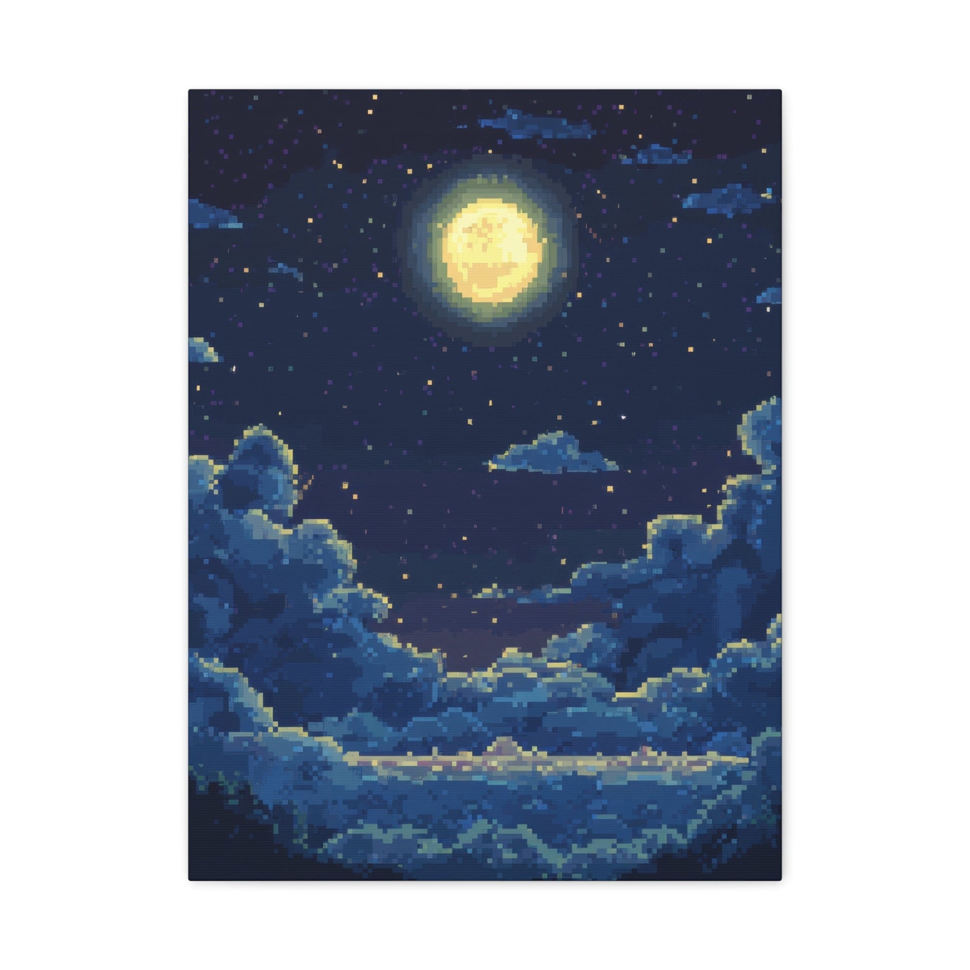 Moonlit Night Sky - Pixel Art Wall Art - Aestheticanvas