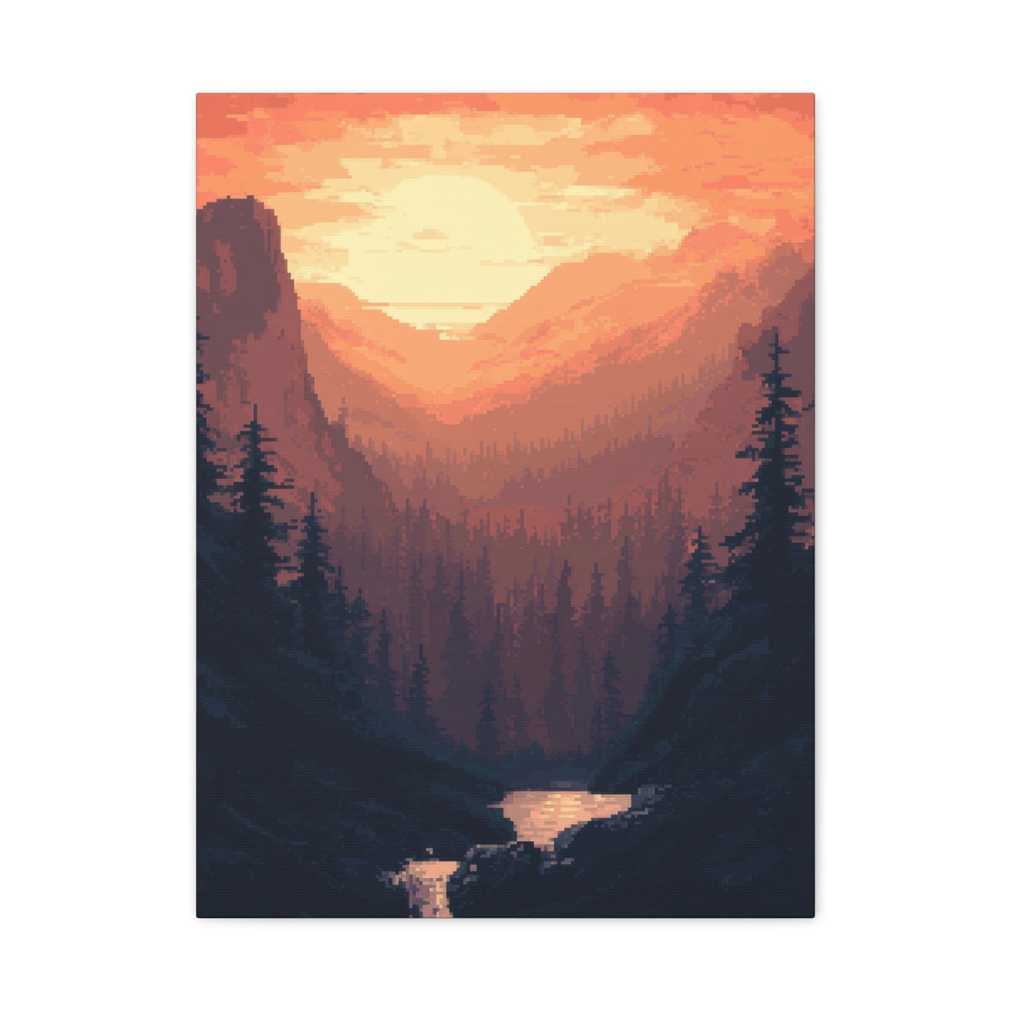 Mountain Sunrise - Pixel Art Wall Art - Aestheticanvas