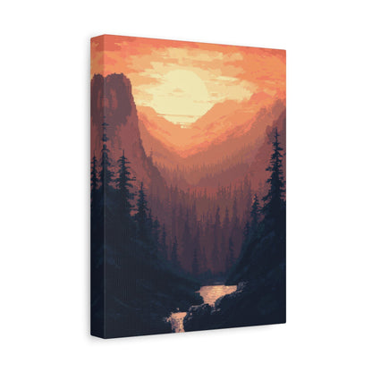 Mountain Sunrise - Pixel Art Wall Art - Aestheticanvas