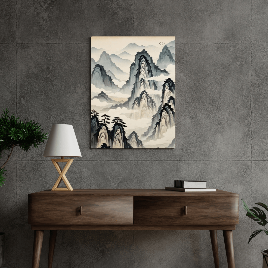 Mountains In The Clouds - Chinese Wall Art - Aestheticanvas