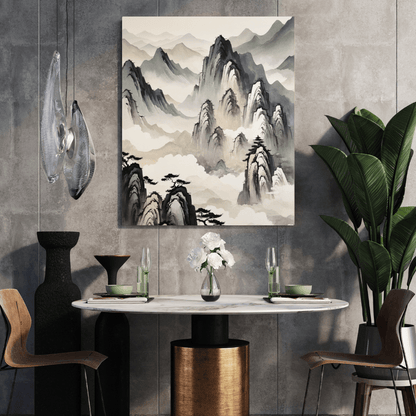 Mountains In The Clouds - Chinese Wall Art - Aestheticanvas