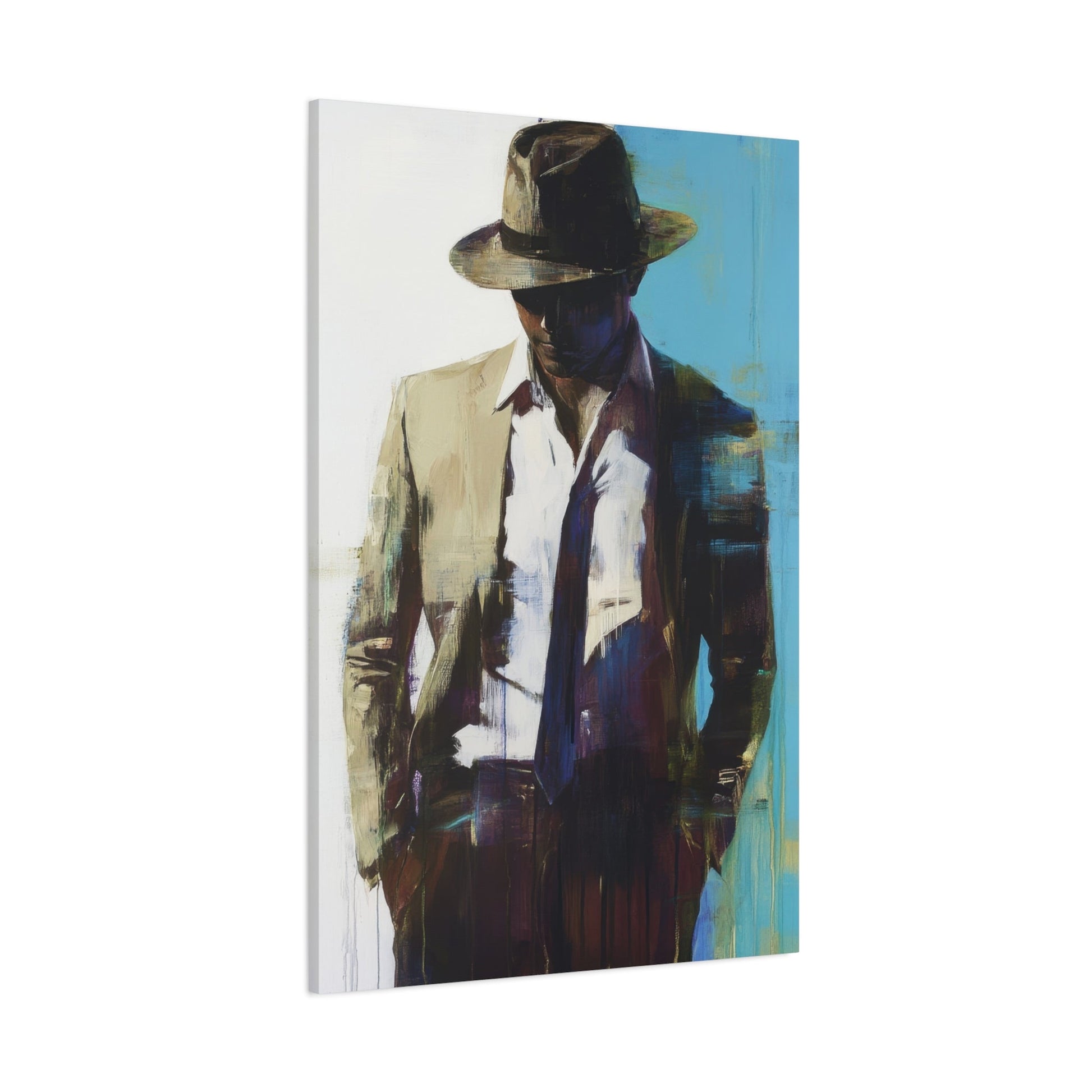 Mysterious Noir Gentleman - Abstract Wall Art - Aestheticanvas