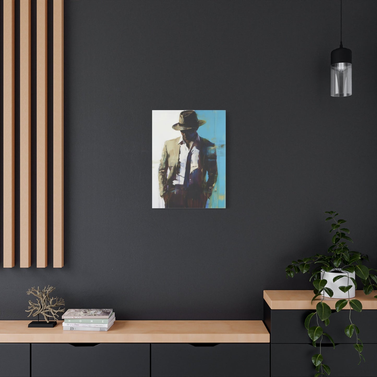 Mysterious Noir Gentleman - Abstract Wall Art - Aestheticanvas