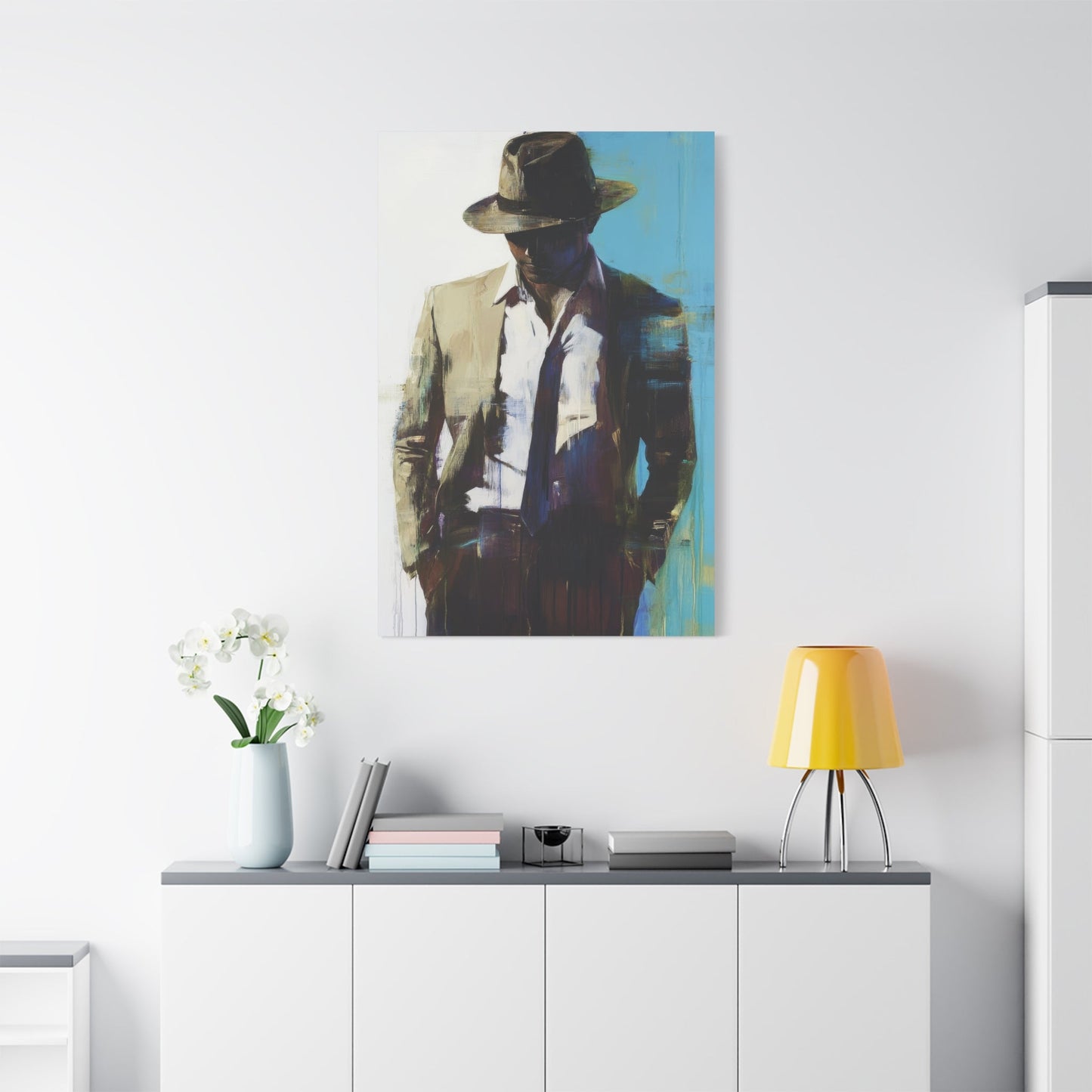 Mysterious Noir Gentleman - Abstract Wall Art - Aestheticanvas