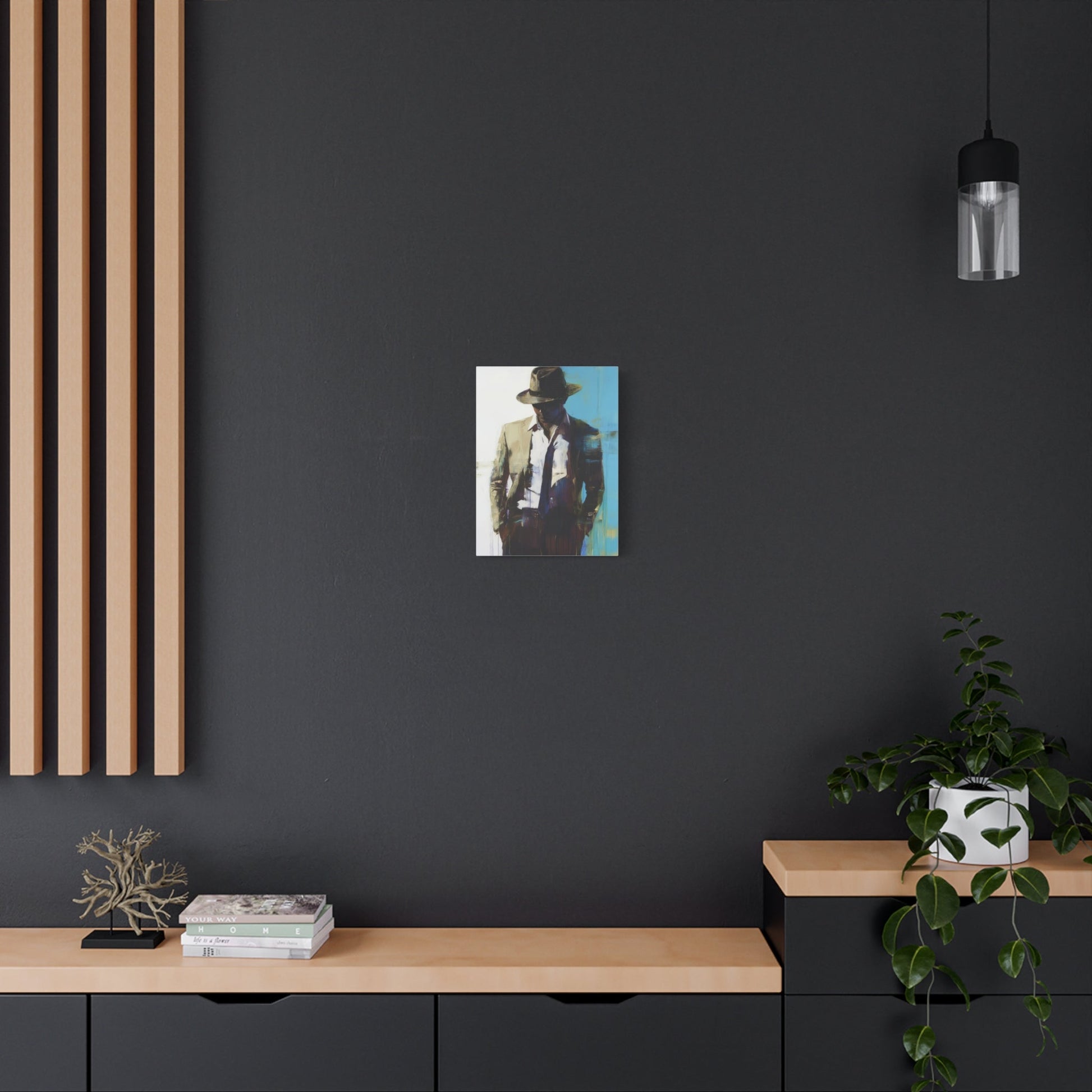 Mysterious Noir Gentleman - Abstract Wall Art - Aestheticanvas