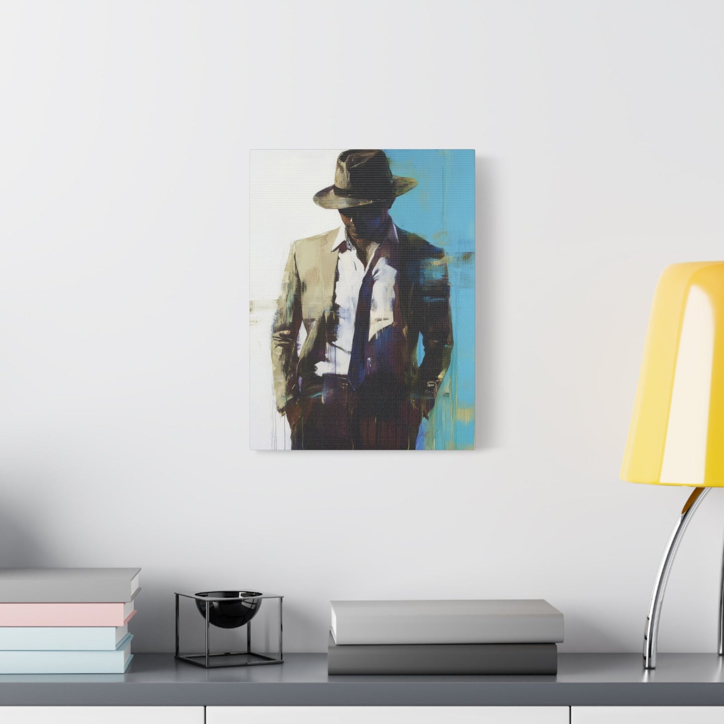 Mysterious Noir Gentleman - Abstract Wall Art - Aestheticanvas