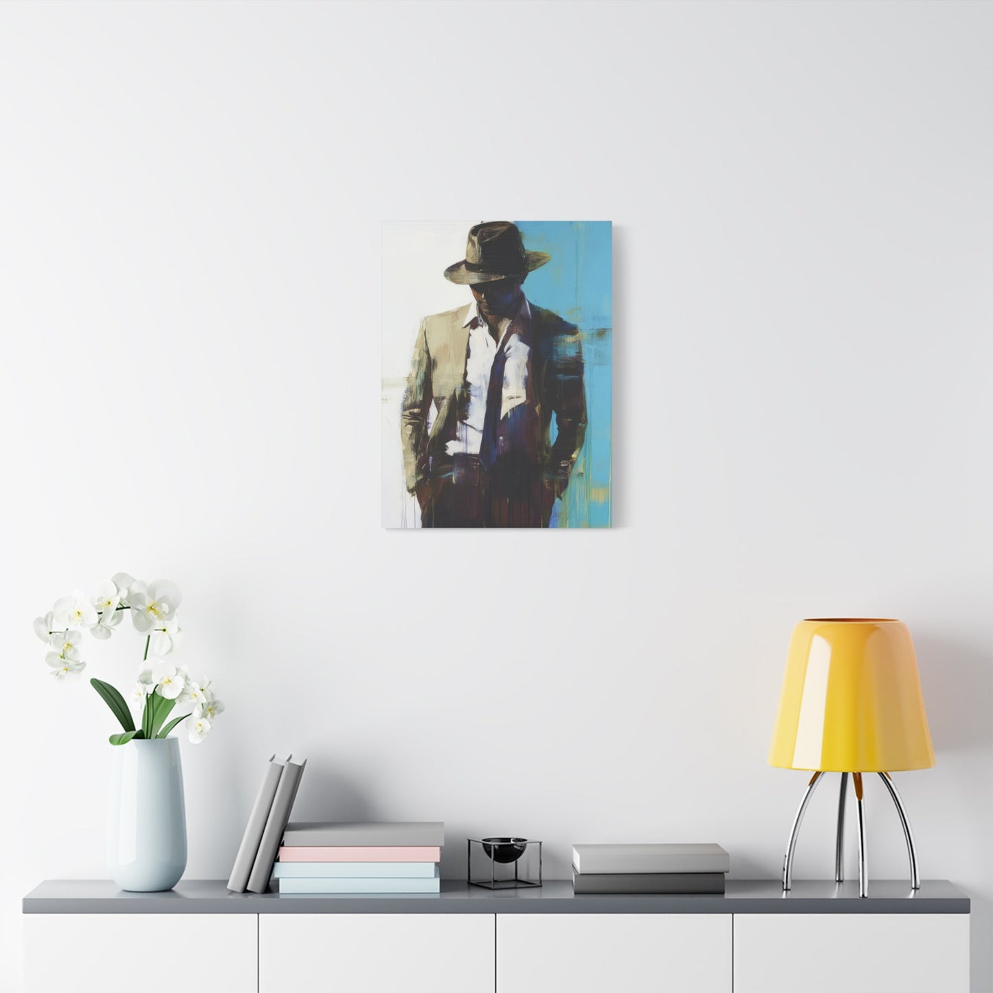 Mysterious Noir Gentleman - Abstract Wall Art - Aestheticanvas