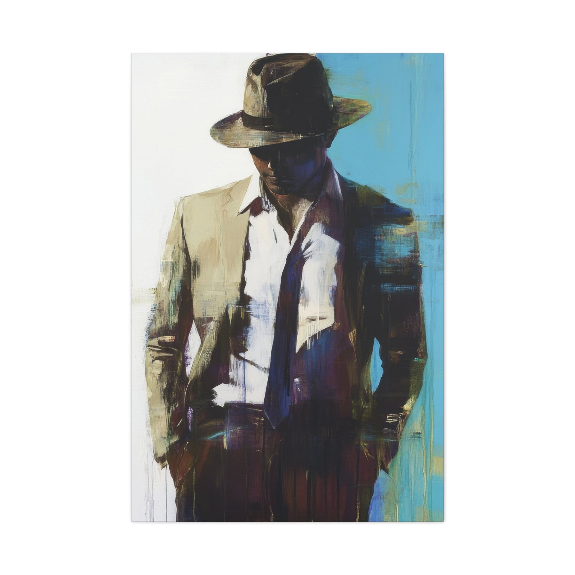 Mysterious Noir Gentleman - Abstract Wall Art - Aestheticanvas