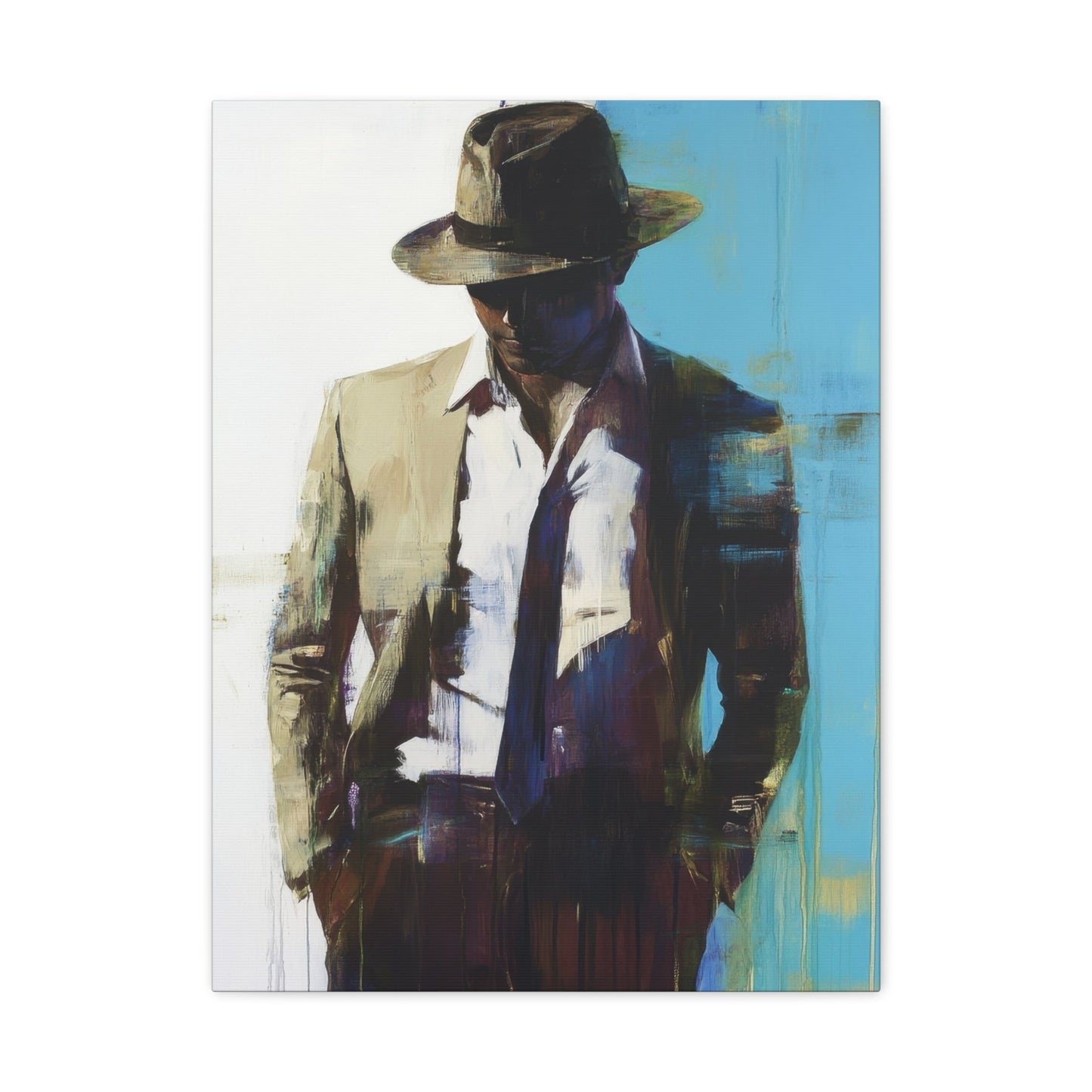 Mysterious Noir Gentleman - Abstract Wall Art - Aestheticanvas