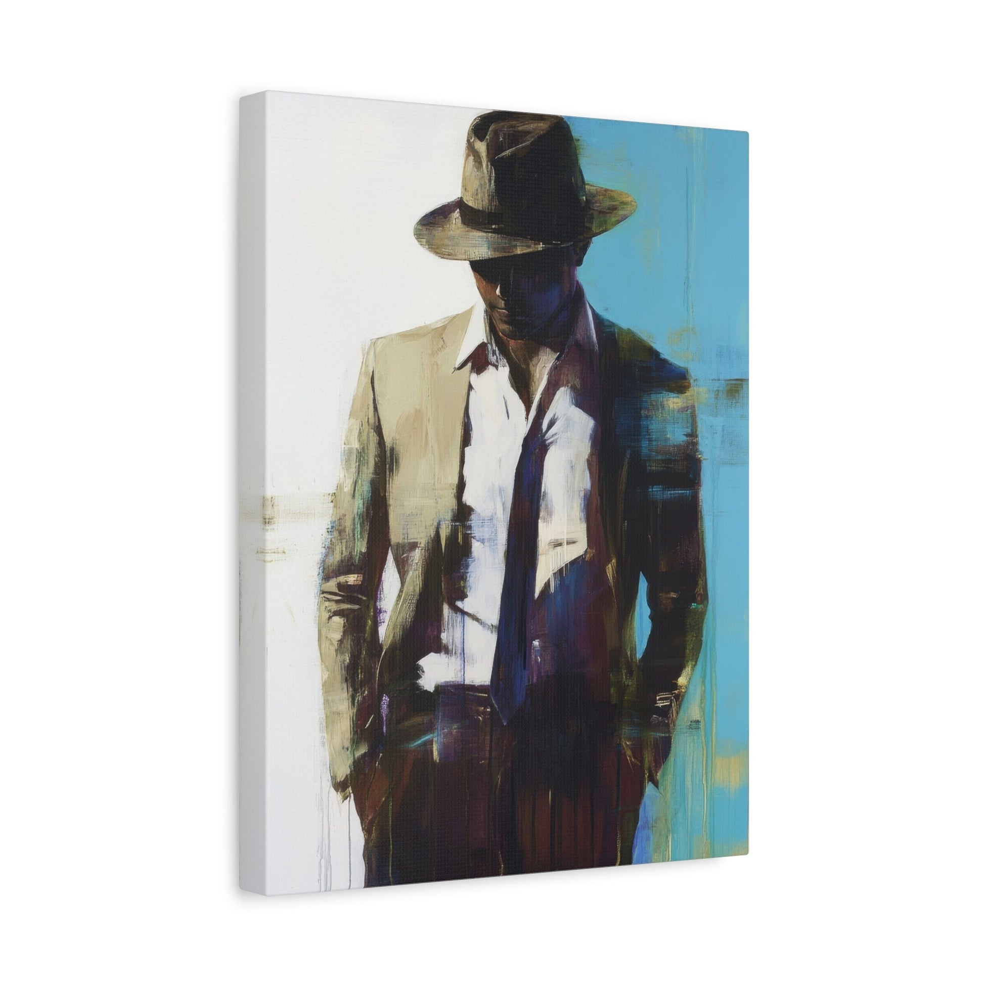 Mysterious Noir Gentleman - Abstract Wall Art - Aestheticanvas