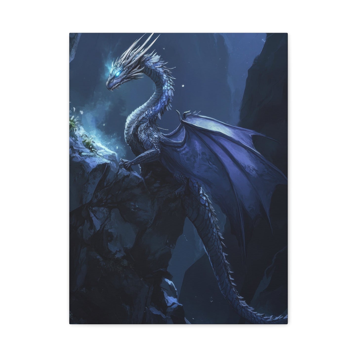 Mystical Blue Dragon Majesty - Fantasy Wall Art - Aestheticanvas