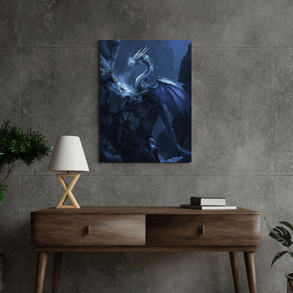 Mystical Blue Dragon Majesty - Fantasy Wall Art - Aestheticanvas