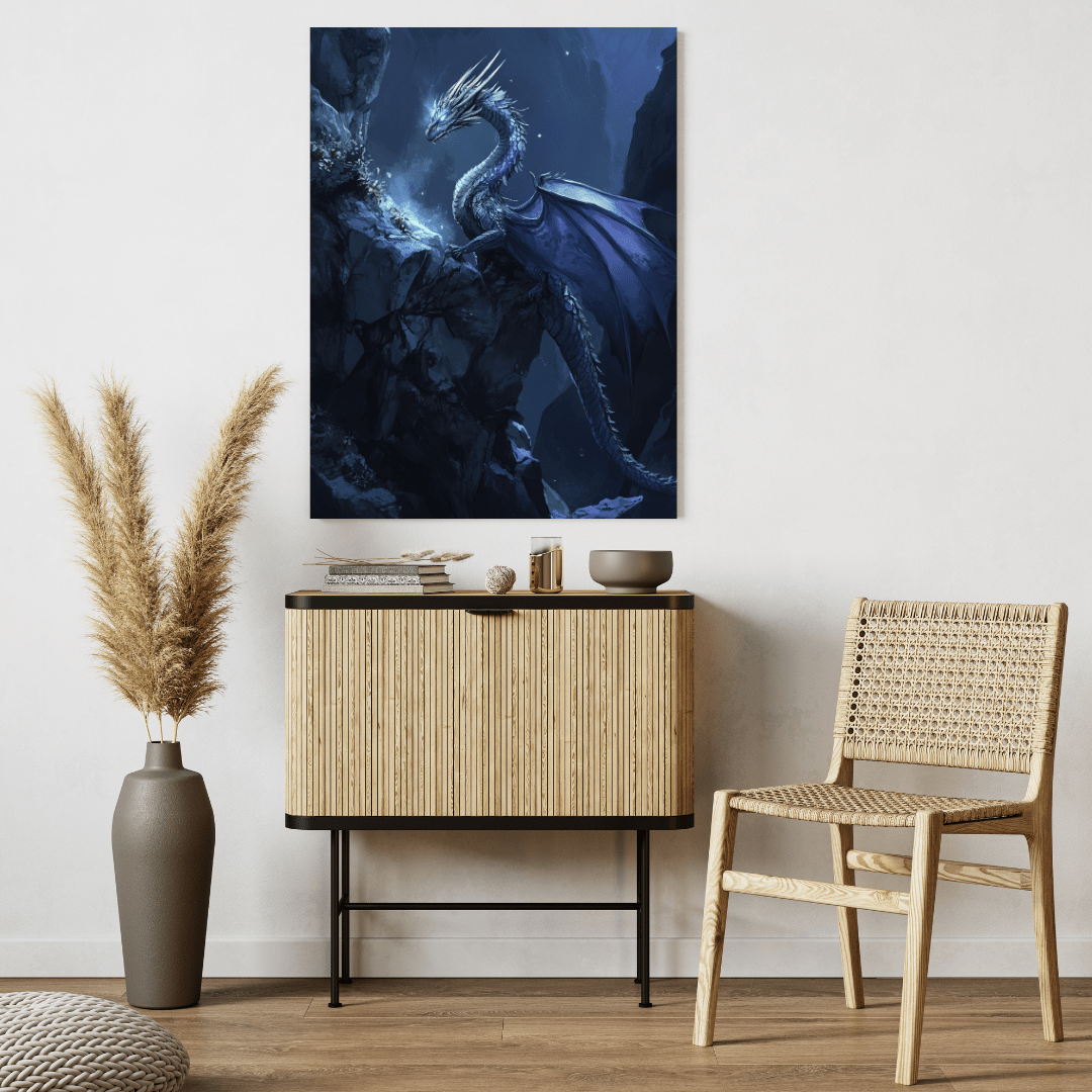 Mystical Blue Dragon Majesty - Fantasy Wall Art - Aestheticanvas