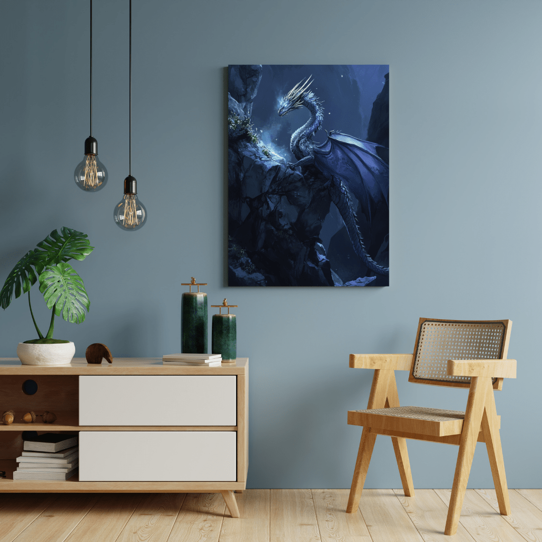 Mystical Blue Dragon Majesty - Fantasy Wall Art - Aestheticanvas