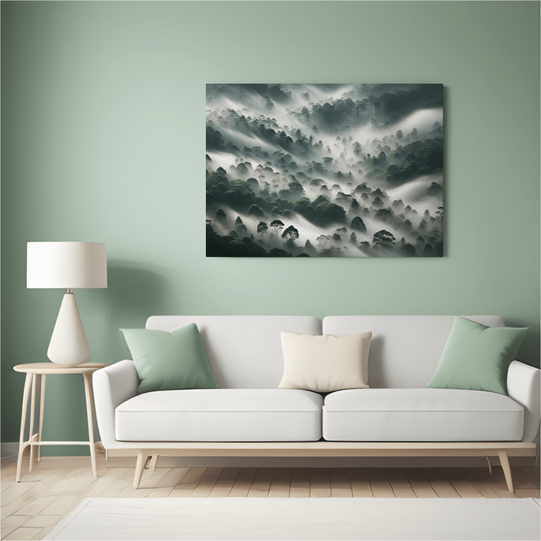 Mystical Foggy Jungle Serenity - Nature Wall Art - Aestheticanvas