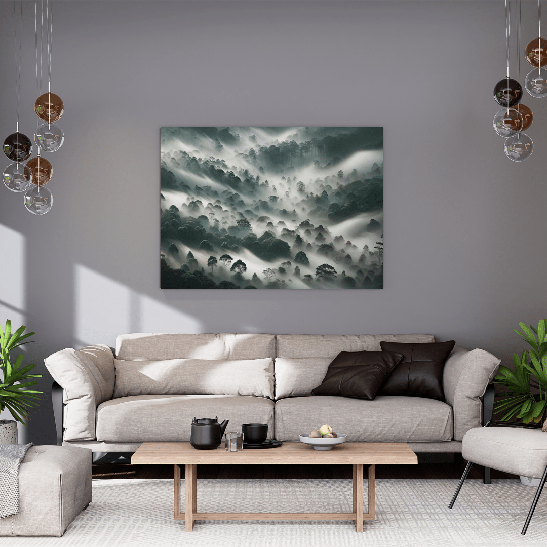 Mystical Foggy Jungle Serenity - Nature Wall Art - Aestheticanvas