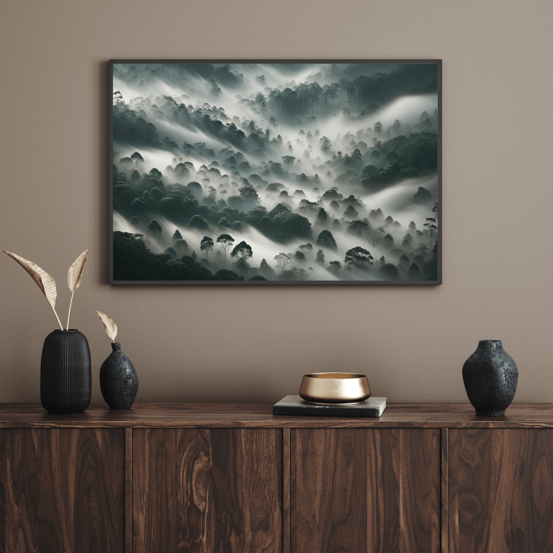 Mystical Foggy Jungle Serenity - Nature Wall Art - Aestheticanvas