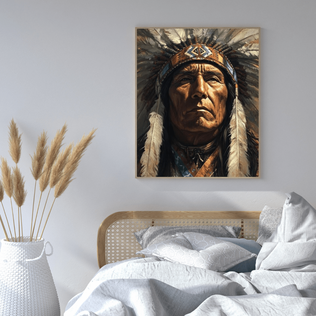 Native American Chief Headdress - Portrait Wall Art - Aestheticanvas