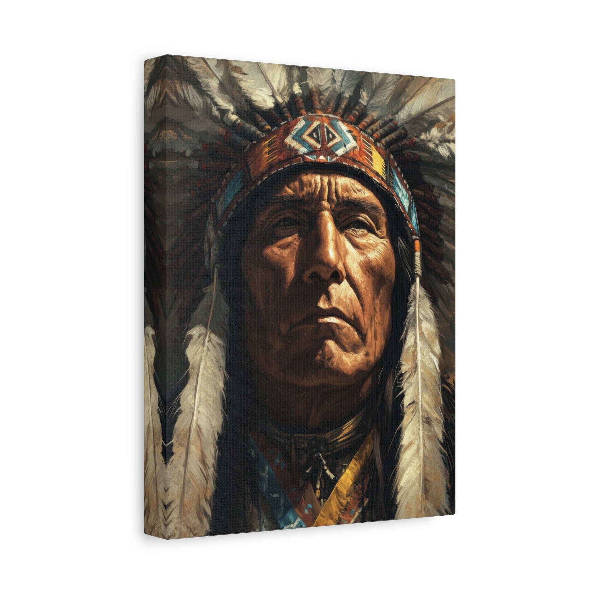 Native American Chief Headdress - Portrait Wall Art - Aestheticanvas