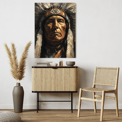 Native American Chief Headdress - Portrait Wall Art - Aestheticanvas